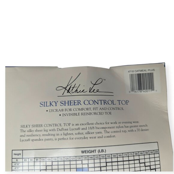 Kathie Lee Collection Silky Sheer Control Top Pantyhose Oatmeal Plus Size - Picture 8 of 10